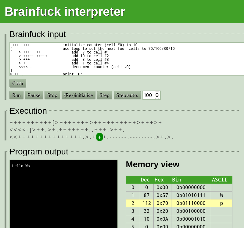 "Brainfuck" Interpreter